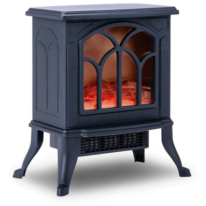 Newtec - K-Cheminée électrique à flamme classique décorative en céramique, portable, thermostat, 2 niveaux, sécurité de surchauffe Noir - Noir