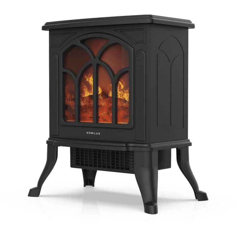 

Chimenea Eléctrica Classic Flame,Calefactor CerámicoTermoventilador Llama Decorativa, Portátil,2 Niveles,750/1000W - Negro - Newteck