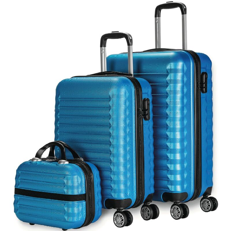 Newlux - numada - Set de Valises 3 pièces, 1 Valise de Cabine 55 Cm, 1 Valise Moyenne 63 Cm et Trousse de Toilette Bleu - Bleu