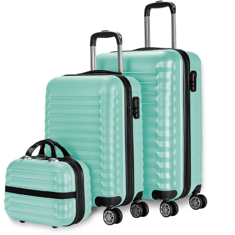 Newlux - numada - Set de Valises 3 pièces, 1 Valise de Cabine 55 Cm, 1 Valise Moyenne 63 Cm et Trousse de Toilette Vert - Vert