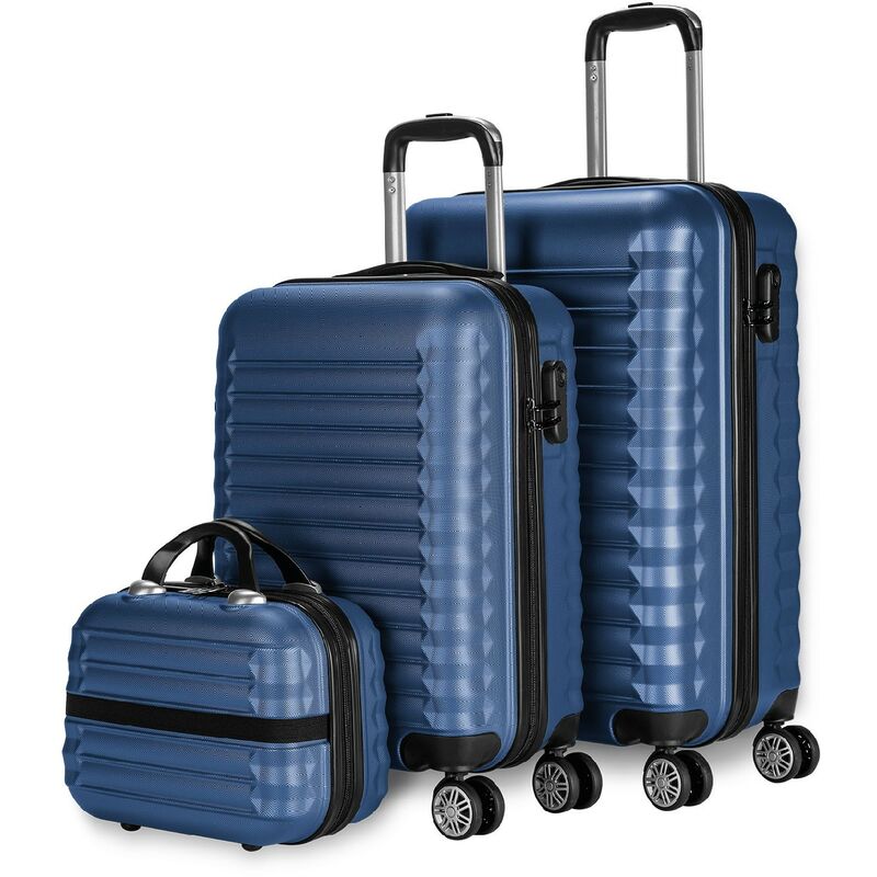 Newlux - numada - Set de Valises 3 pièces, 1 Valise de Cabine 55 Cm, 1 Valise Moyenne 63 Cm et Trousse de Toilette Bleu marine - Bleu marine