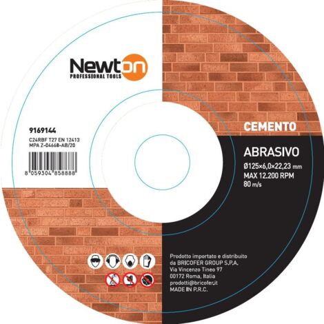 NEWTON Disco abrasivo 125x6.0x22.23 per cemento t27
