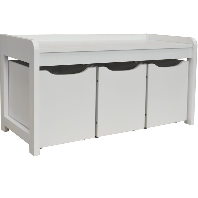 Newton Hallway Shoe Toy Bedroom Storage Bench With 3 Drawers White