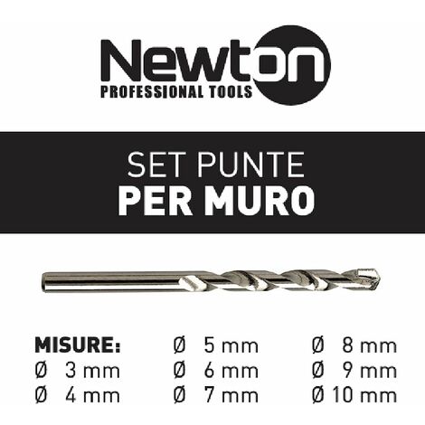 NEWTON Set punte per cemento, 3-10 mm, 8 pezzi