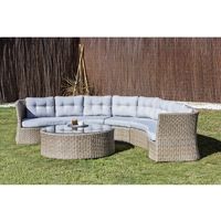 NewYork Conjunto de sofá triple + 2 sillones + mesa alta 140cm en ratán sintético premium gris - KieferGarden