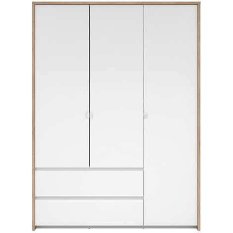 Next Kleiderschrank 3 Türen 2 Schubladen 149x200cm weiß Hochglanz.