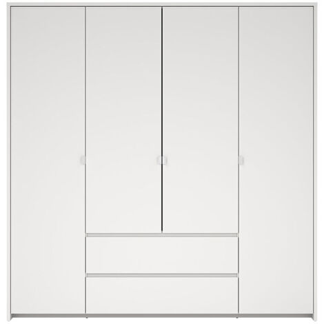 Next Kleiderschrank 4 Türen 2 Schubladen 197x200cm weiß.