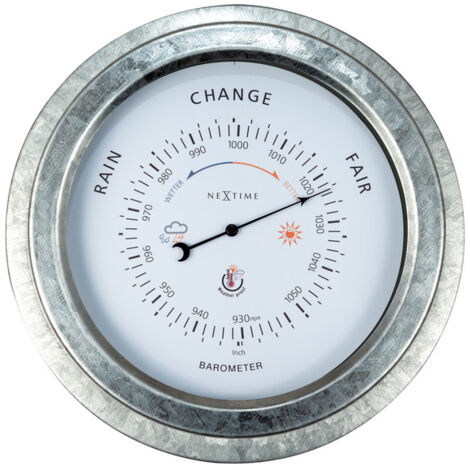 NeXtime Wand-Barometer Orchid Metall silber Ø 22 cm für Innen und Außen