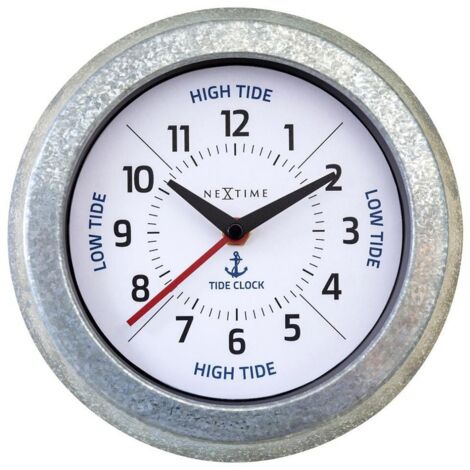 NeXtime Wanduhr Tide Metall silber Ø 22 cm mit Gezeitenanzeige Innenbereich