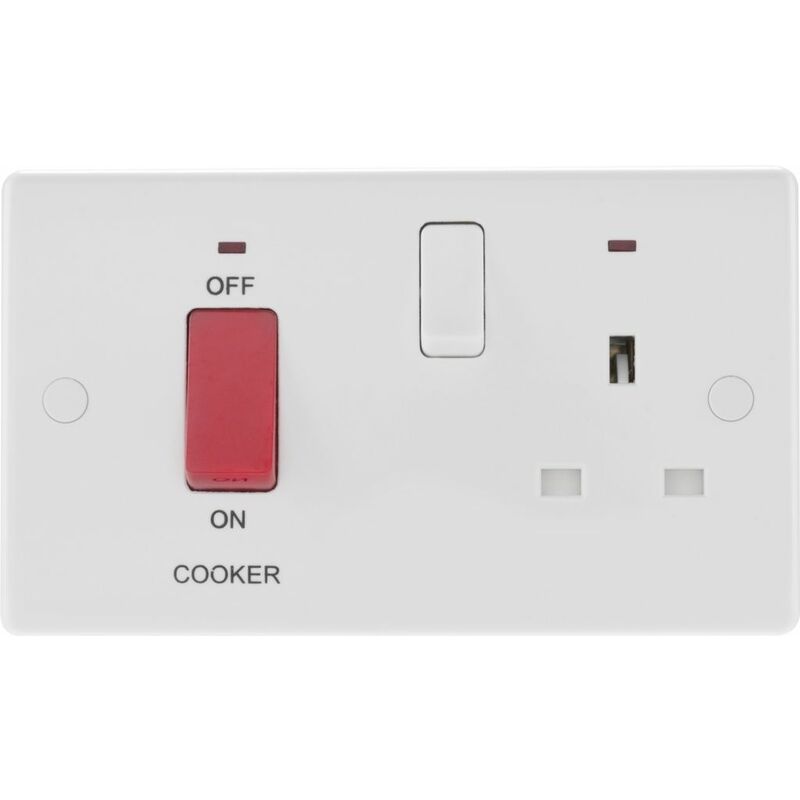 White Round Edge Cooker Control Unit 45a with 13a Socket & LED - MWA 870-01 - Nexus