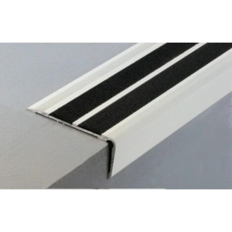 Nez de marche 75x32mm adhésif butyle 3m 66311 – Aluminium pour zones à forte fréquentation – Pose encastrée ou rapportée