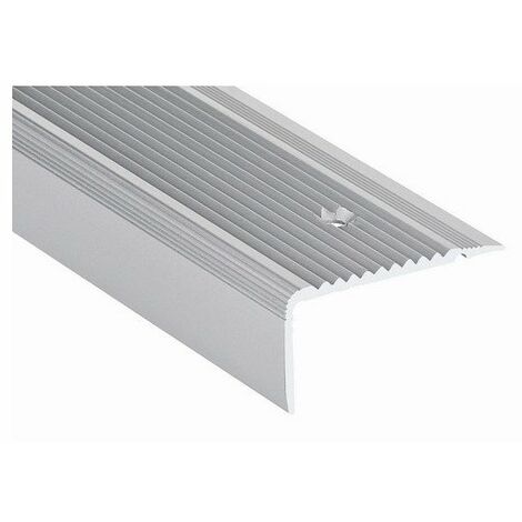 Nez de marche en aluminium 3000mm – Surface striée anti-dérapante – Pour rénovation intérieure et extérieure – Protection des marches – Romus - novationaluincolore44x22x3000mm