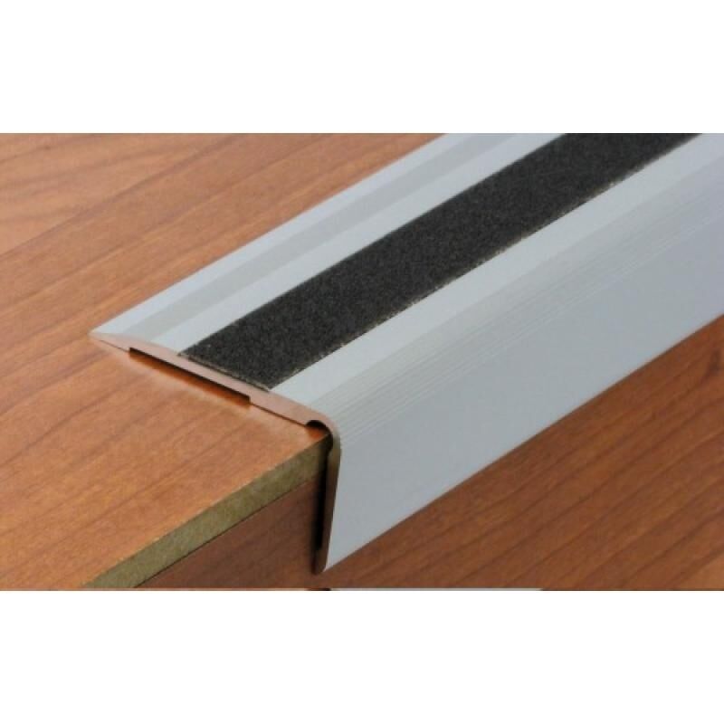 Nez de marche en aluminium pour usage tertiaire intérieur modèle 3T à bande - pose en applique avec adhésifs Dinac