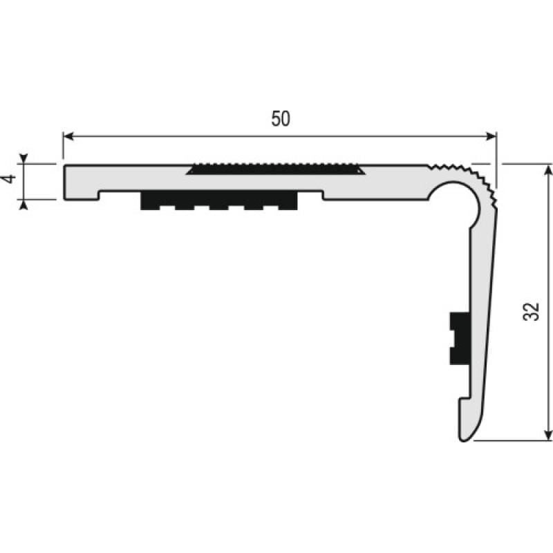 Nez de marches à visser en aluminium avec bande antidérapante type 1T Dinac