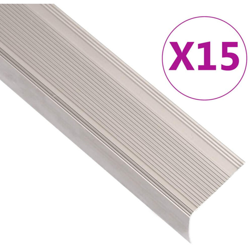Nez de marche forme en l 15 pcs aluminium 90 cm champagne Vidaxl
