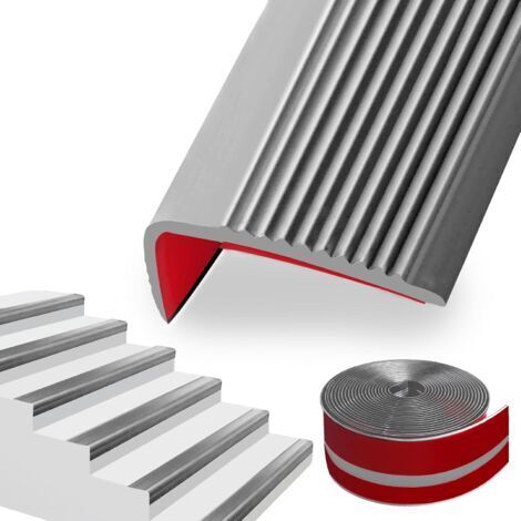 Nez de marche profilé d'escalier antidérapant en PVC – Longueur 52.5cm – Largeur 5 x 2.5cm – Auto-adhésif pour installation facile