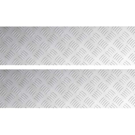 Nez de marche Rectangulaire 2 pcs Argenté 70 x 20 cm Aluminium