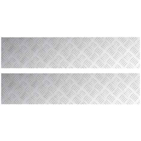 Nez de marche Rectangulaire 2 pcs Argenté 90 x 20 cm Aluminium