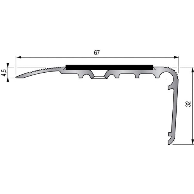 Nez de marche rénovation modèle 2CBIS - finition noir - 67 x 32 - longueur 3 m Dinac