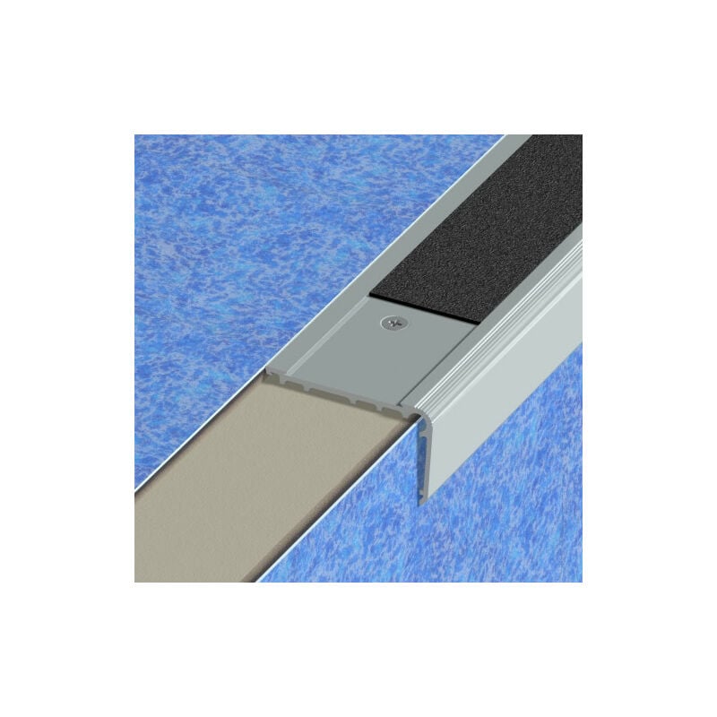 3M - Nez de marche pose encastrée Argent 3 m Naturel 53,5 + 32 mm