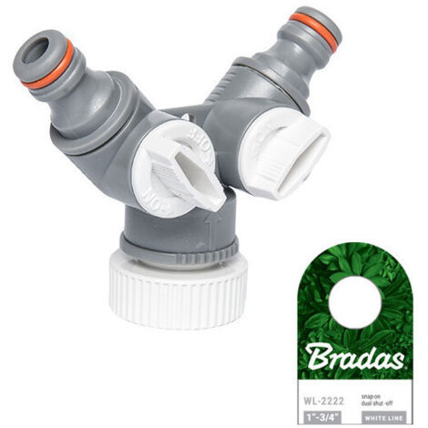Nez de robinet double avec vanne d'arrêt 20/27 et 26/34 WHITE LINE