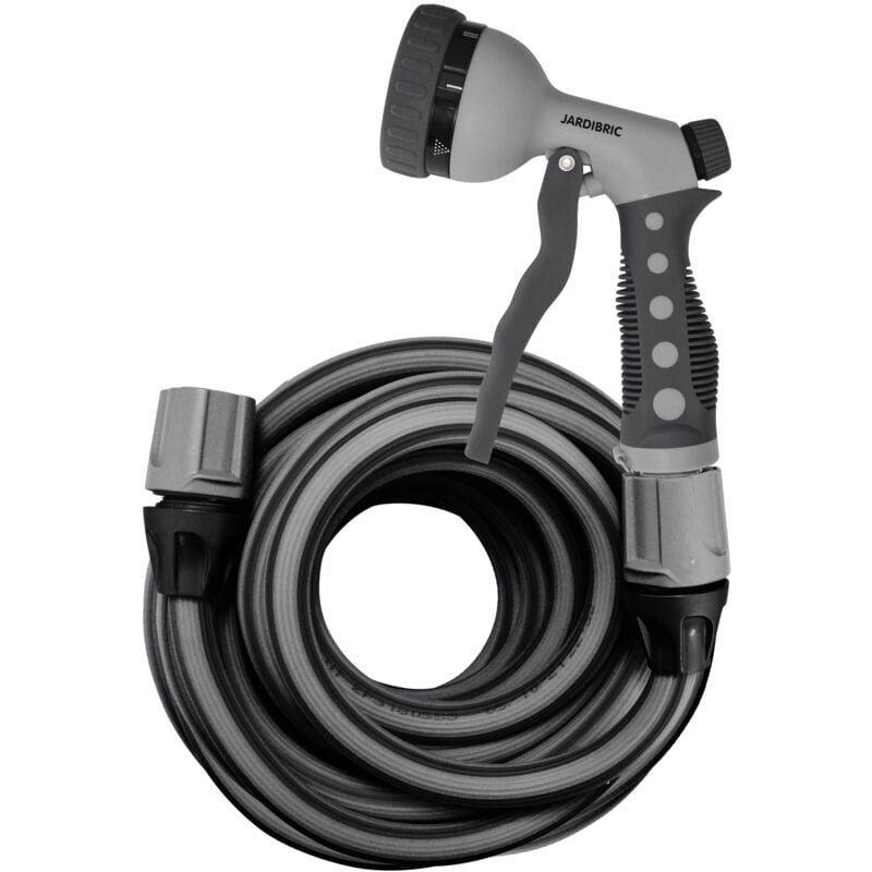 Set tuyau étirable Jardibric polymère Elastic 8,33 à 25m – Avec pistolet et raccords – Tuyau extensible renforcé