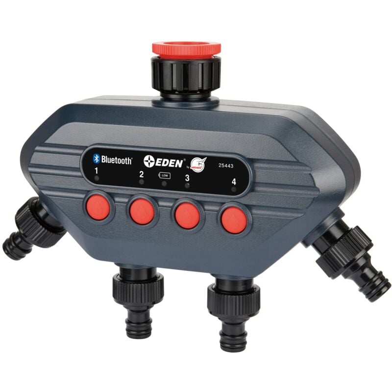 Programmateur Bluetooth Jardibric nez de robinet 4 voies – Réglage de 1 min à 6 h – Jusqu'à 1 programme