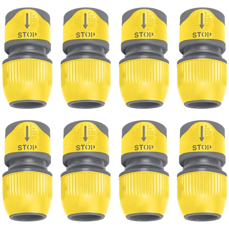 Lot de 8 raccords stop bimatière Jardibric 19 mm – Connexion rapide et arrêt instantané d'eau – Haute qualité