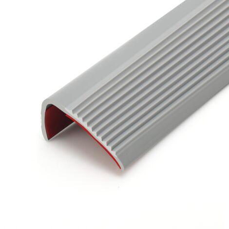 Nez d'escalier antidérapant de 5 m - En vinyle autocollant - En caoutchouc PVC flexible - 5 m x 25 mm - Gris