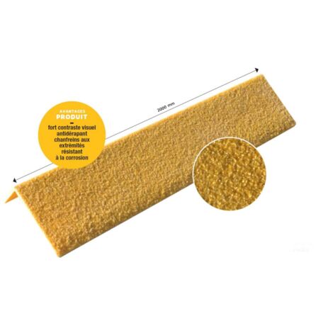 Nez polygrain 1900 x 30 x 50 mm Jaune proche RAL 1016