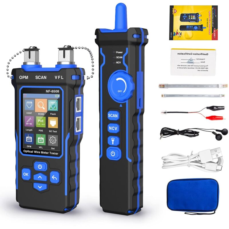 NF-8508 Testeur de câbles réseau avec mesure de puissance optique VFL, testeur de câbles Ethernet CAT5 CAT6, testeur de réseaux RJ45 pour téléphone,