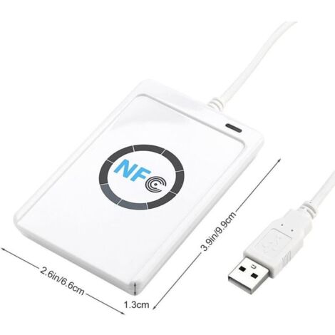 NFC-RFID-Lesegerät, ACR122U Smartcard-Lesegerät, NFC-RFID-Smartcard-Lesegerät, ISO 14443A/B RFID-Lesegerät mit kostenloser Software, Weiß