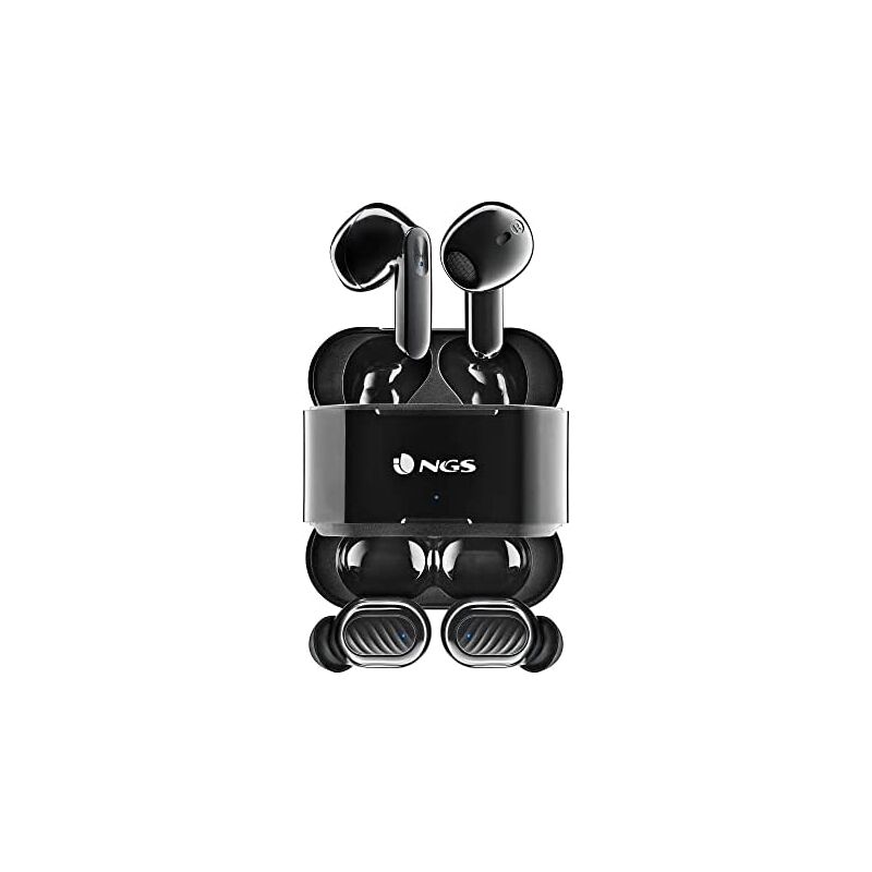 NGS - artica Duo Black - Deux paires d'écouteurs sans fil compatibles avec la technologie True Wireless Stereo et Bluetooth 5.1, contrôle tactile,