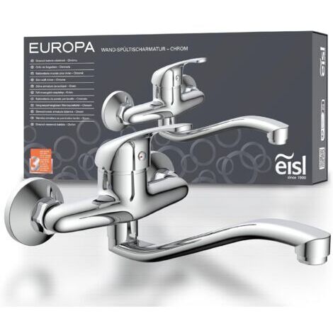 NI161EUCR Europa chromé 360° Idéal pour Double, Robinet de Cuisine/évier, mitigeur pour Montage Mural