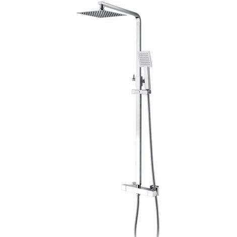 GRAVAHAUS Niagara Observa Thermostatic Shower Set Chrome Square Mixer Twin Head Rainfall