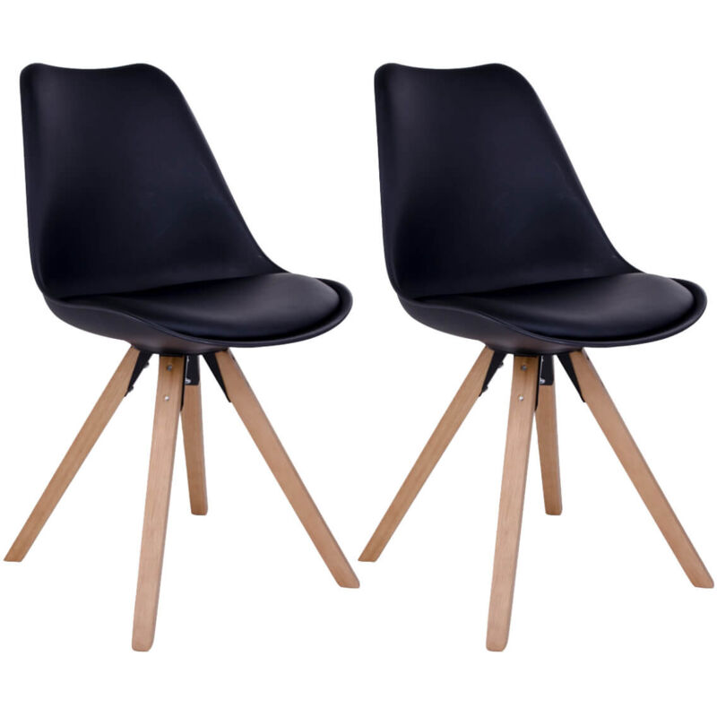 Altobuy - nibben - Lot de 2 Chaises Noires et Piétement Hévéa