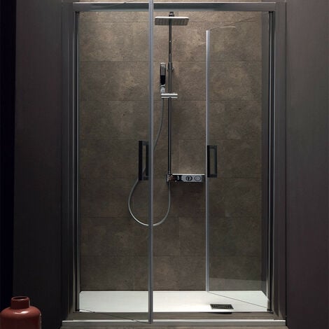 Nicchia Bo x Doccia da 120 cm con Porte Saloon - Vetro Temprato 6 mm - Trattamento Anticalcare