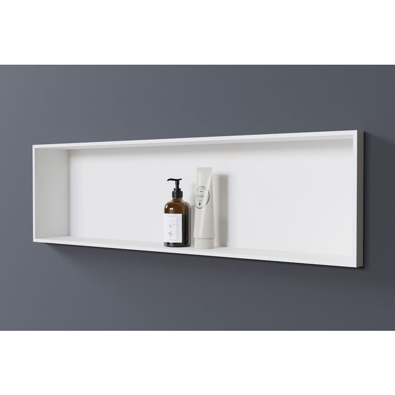 Bernstein - Nicchia da parete EG2513 in colata minerale - bianco - altezza 25 cm - profondità 13 cm - con o senza faretto led 90cm, Ohne LED-Spot (de)