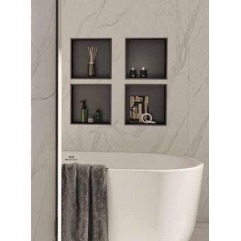 Nicchia da parete incassata 32x10x32H cm in acciaio inox AISI 304 Gedy serie GUEST - Nero Matt