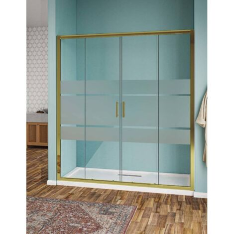 Nicchia scorrevole 2 fissi e 2 scorrevoli in vetro temperato serigrafato 6mm oro H190 - 150 cm