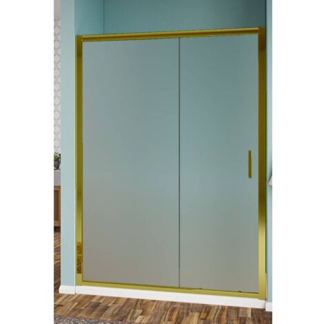 Nicchia scorrevole apertura 1 lato in vetro opaco 6mm H190 profili oro H190 - 130 cm