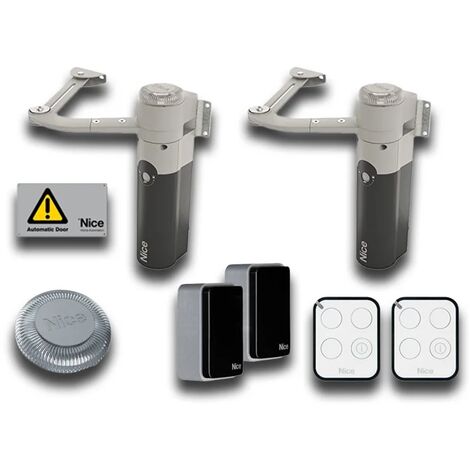 Nice – Kit de motorisation pour portail battant 2 vantaux 1,8 m 24V – Moteur électromécanique irréversible – Installation extérieure – WALKY2024BDKCE