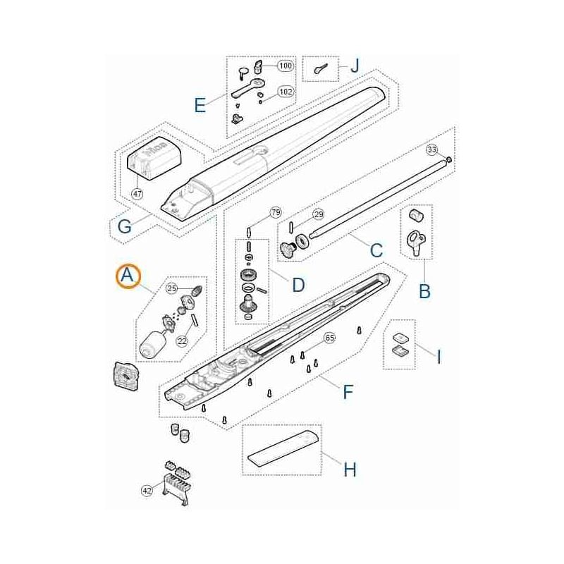 PRTO04I Moteur électrique 24v toona 5024 TO5024I Pièce de rechange d'origine Nice PRTO04I