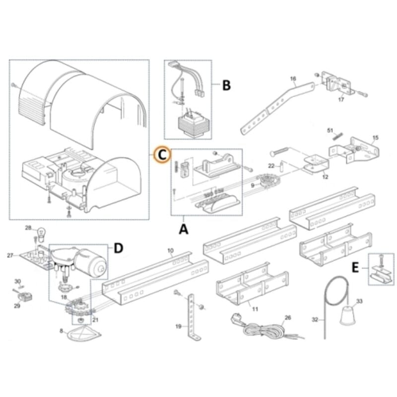 PRTS01 Groupe Plastiques Ts Pièce de rechange d'origine Nice PRTS01