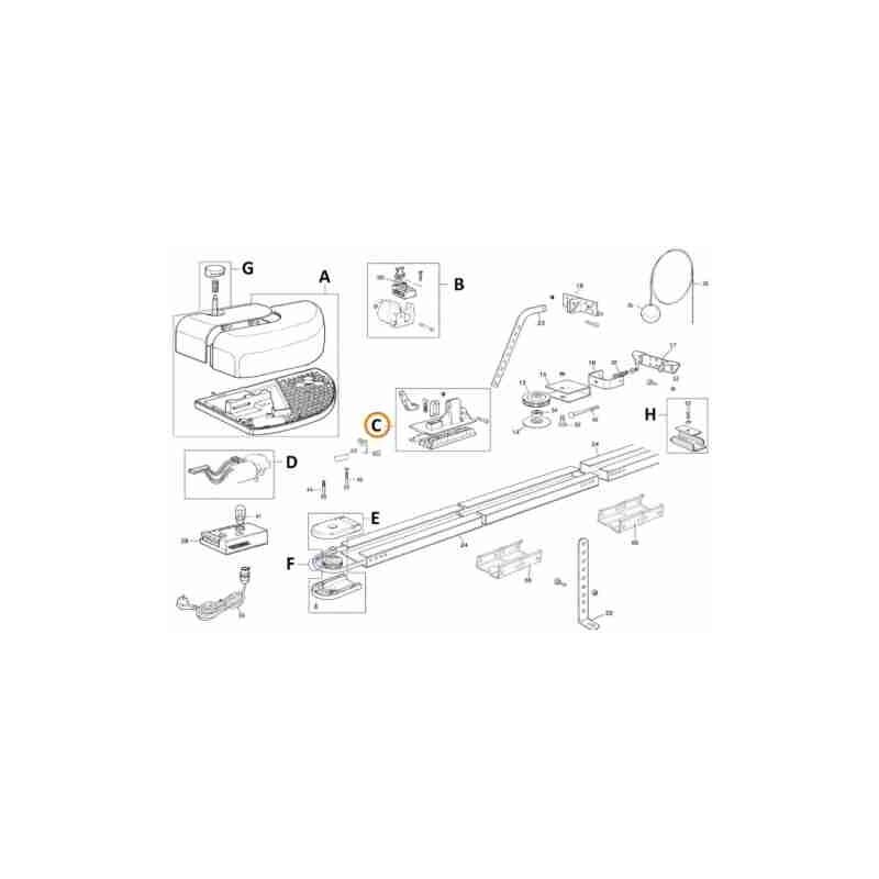 Groupe de chariot RMHGD1002 pour Mhouse GD1 GD10 avio 1000 Pièce de rechange d'origine Nice RMHGD1002