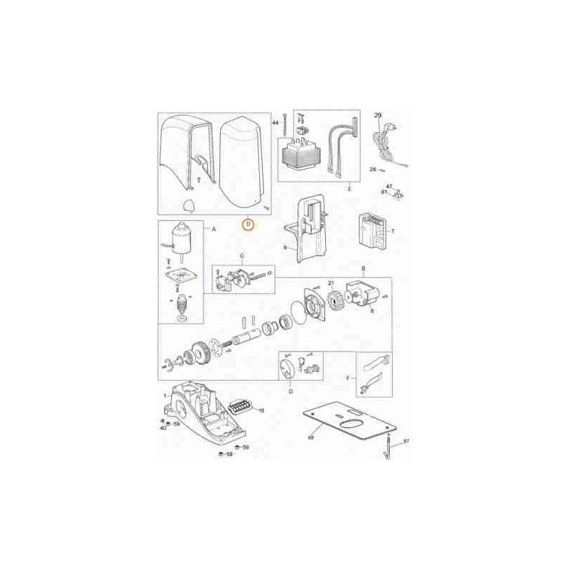 SPCG000500 SL10S Groupe d'assemblage en plastique Mhouse Pièce de rechange d'origine Nice SPCG000500