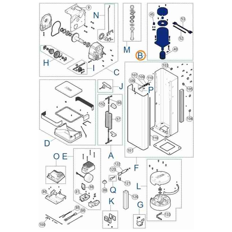 SPMTG10700A Groupe moteur électrique lbar l-bar R10 Pièce de rechange d'origine Nice SPMTG10700A