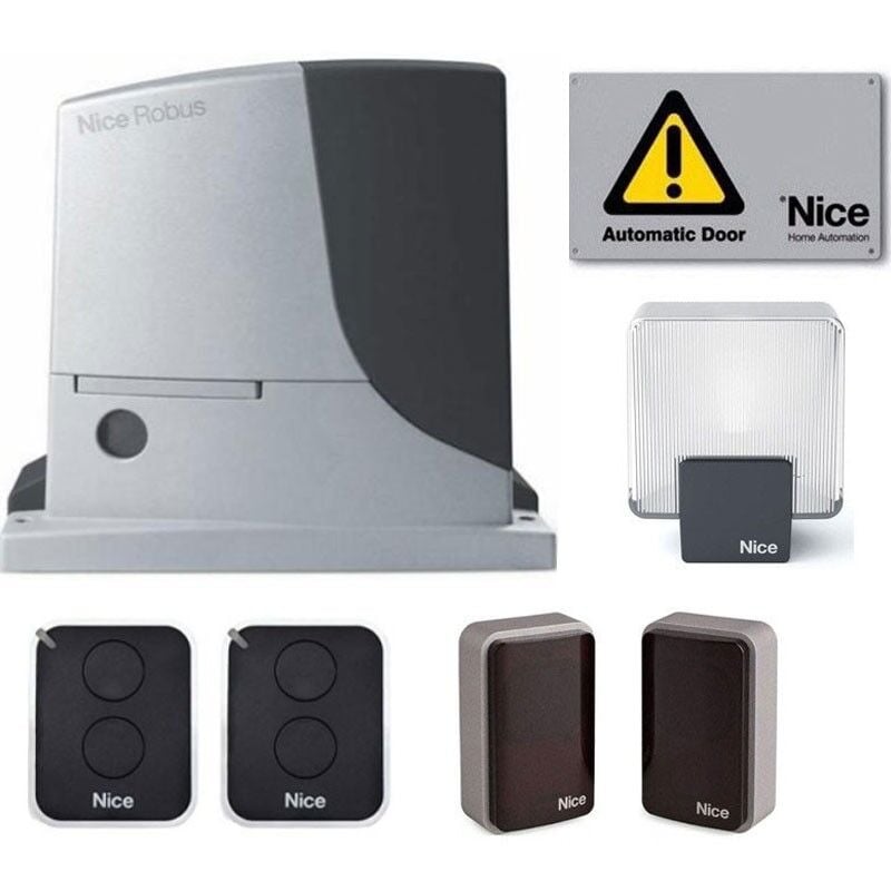 Kit Automatisation pour portails coulissants jusqu'à 600 kg 24v NICE Robus RB600BDKCE