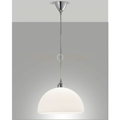 NICE SOSPENSIONE BIANCA D.36 CM CM 1 LUCE ATTACCO E27 IN METALLO E VETRO
