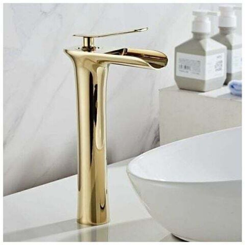 Niceone - Mitigeur de lavabo Robinet cascade haut pour lavabo de salle de bain Doré